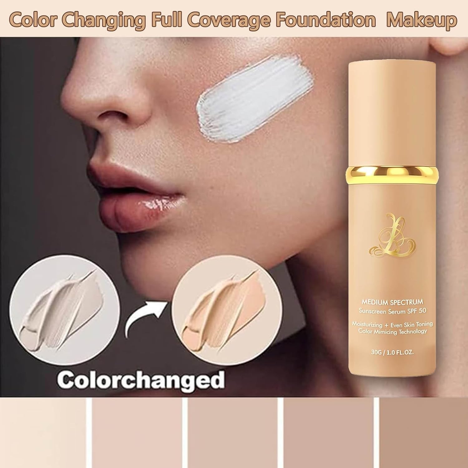 lightweight 4 In 1 Color Changing spf 50 Foundation, Medium Spectrum waterproof