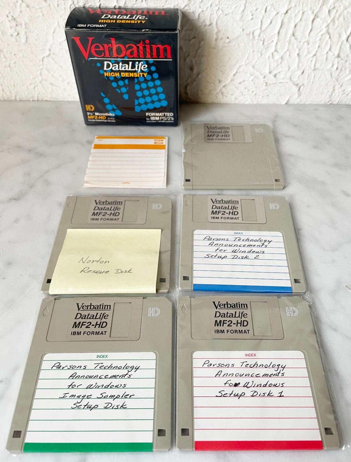 Verbatim Lot of 5 Used & New Floppy Disks MF2HD IBM Formatted 3.5" 1.44MB in Box