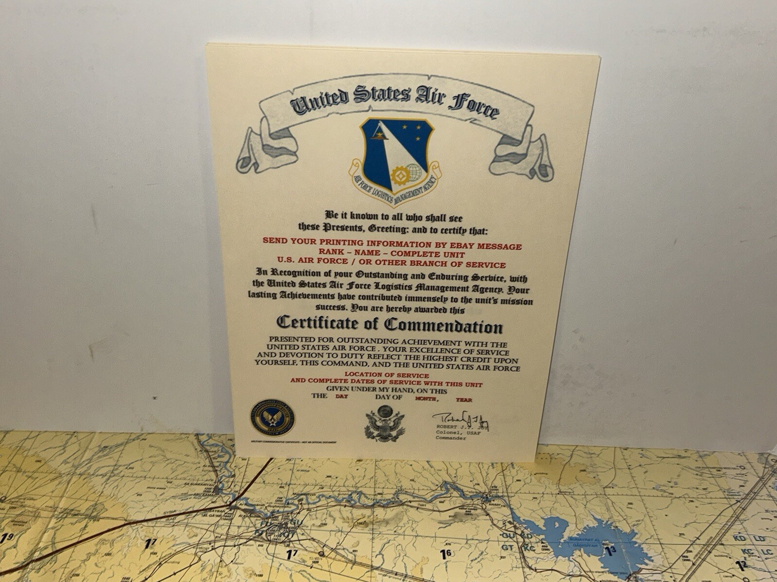 U.S.A.F. / AIR FORCE LOGISTICS MANAGEMENT AGENCY - CERTIFICATE OF COMMENDATION