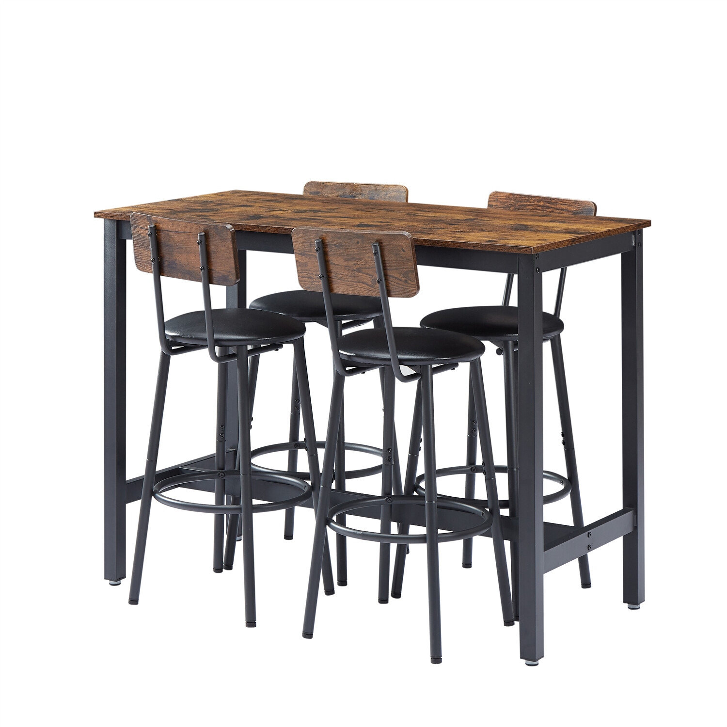 Modern 5 Piece Bar Table Set Counter Height Kitchen Pub Table w/ 4 Bar Stools US