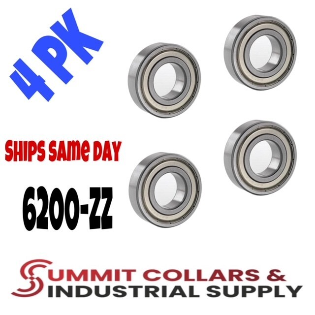 6200-ZZ C3 EMQ Premium Metal Shielded Ball Bearing, 10x30x9, 6200z (4 QTY)