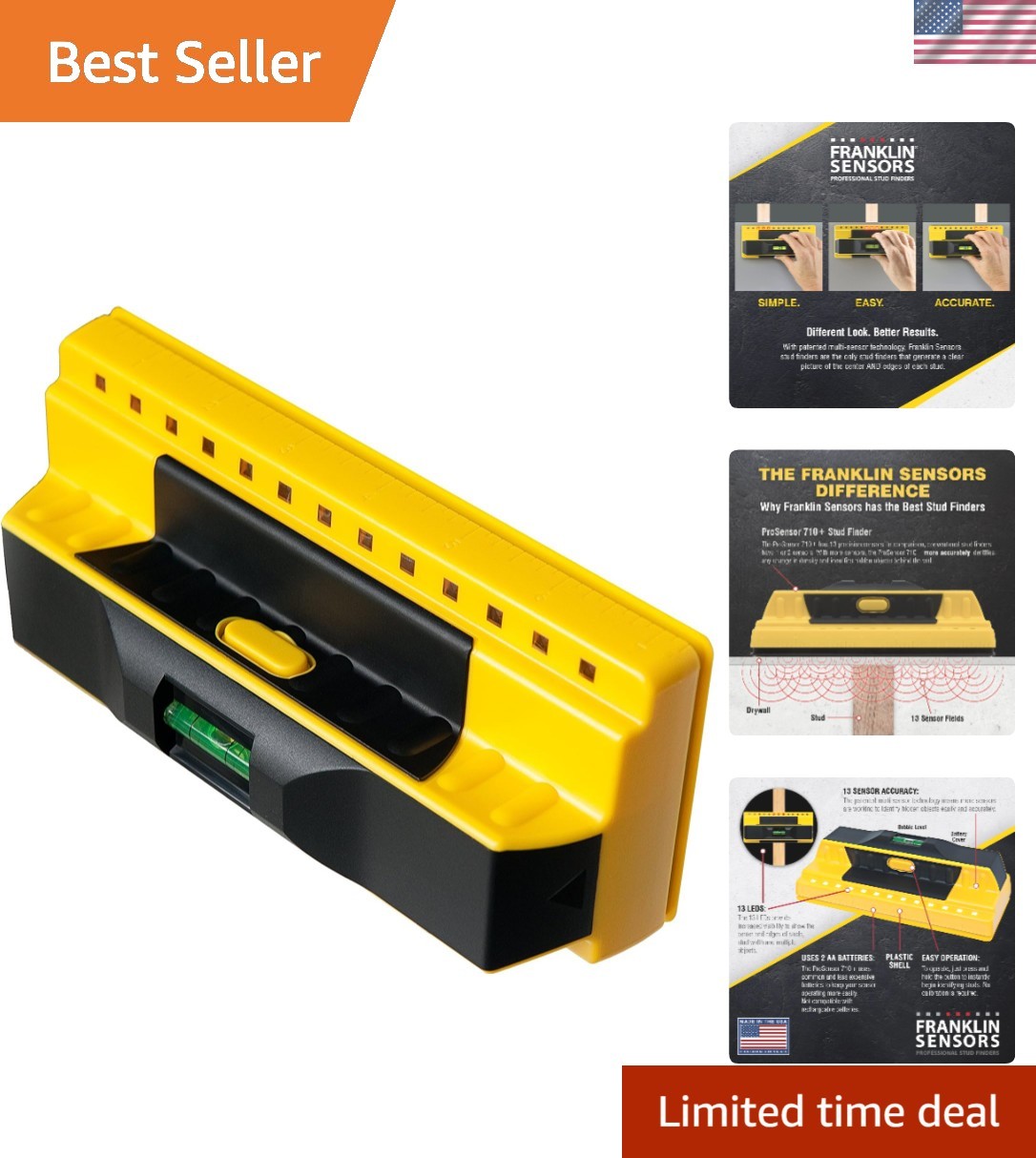 Ultimate ProSensor 710+ Stud Finder - Accurate Stud Detector with LED Display