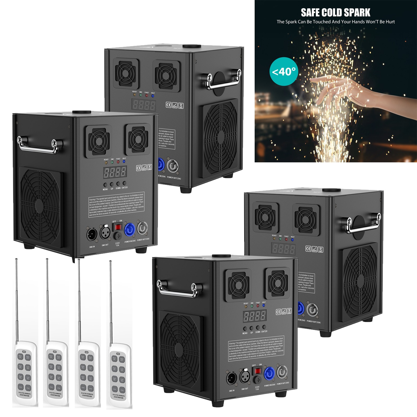 700W Cold Spark Firework Machine Stage Effect Wedding DJ Party DMX512 & Remote