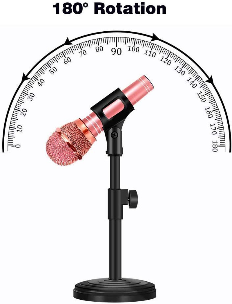 Desktop Microphone Stand, Upgraded Adjustable Table Mic Stand with Mic Clip and