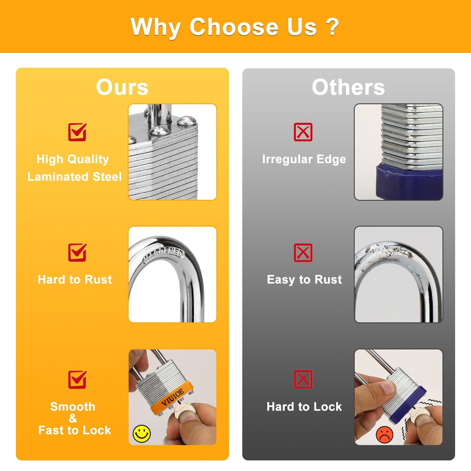 4 Pcs Laminated Padlocks with Same Key for Door, Luggage, Gate, Storage, Fenc...