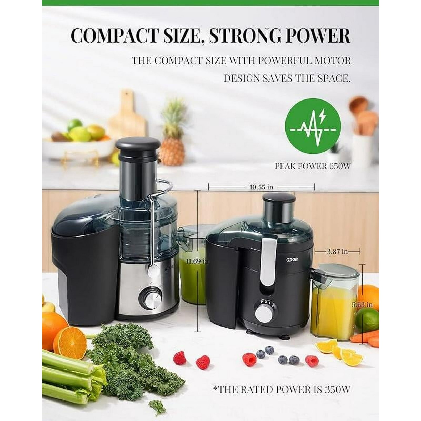Juicer with Titanium Enhanced Cut Disc Dual Speeds Centrifugal Extractor Machine