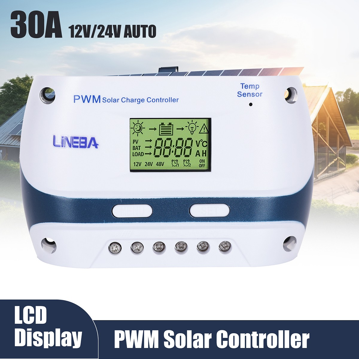 Compact 30A Solar Panel Regulator for Enhanced Battery Life and Efficiency