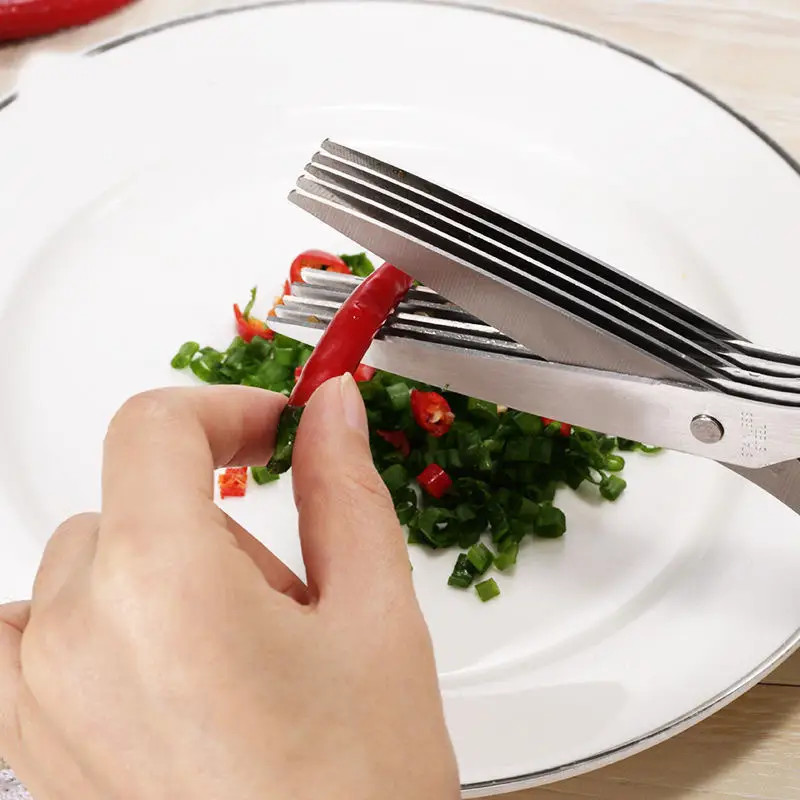 Multi - Layer Kitchen Scissors, Stainless Steel, Efficient Herb/Scallion Cutting