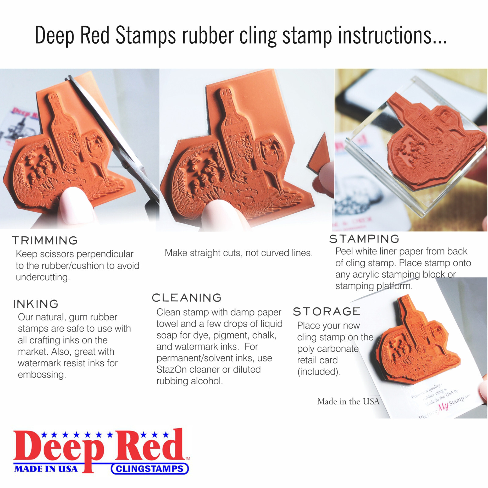 Deep Red Stamps Rose Journal Notes Rubber Cling Stamp
