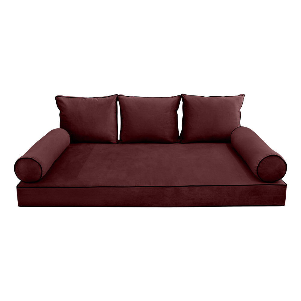 Model V3 Twin Velvet ContrastPipe Indoor Daybed Mattress Pillow AD368