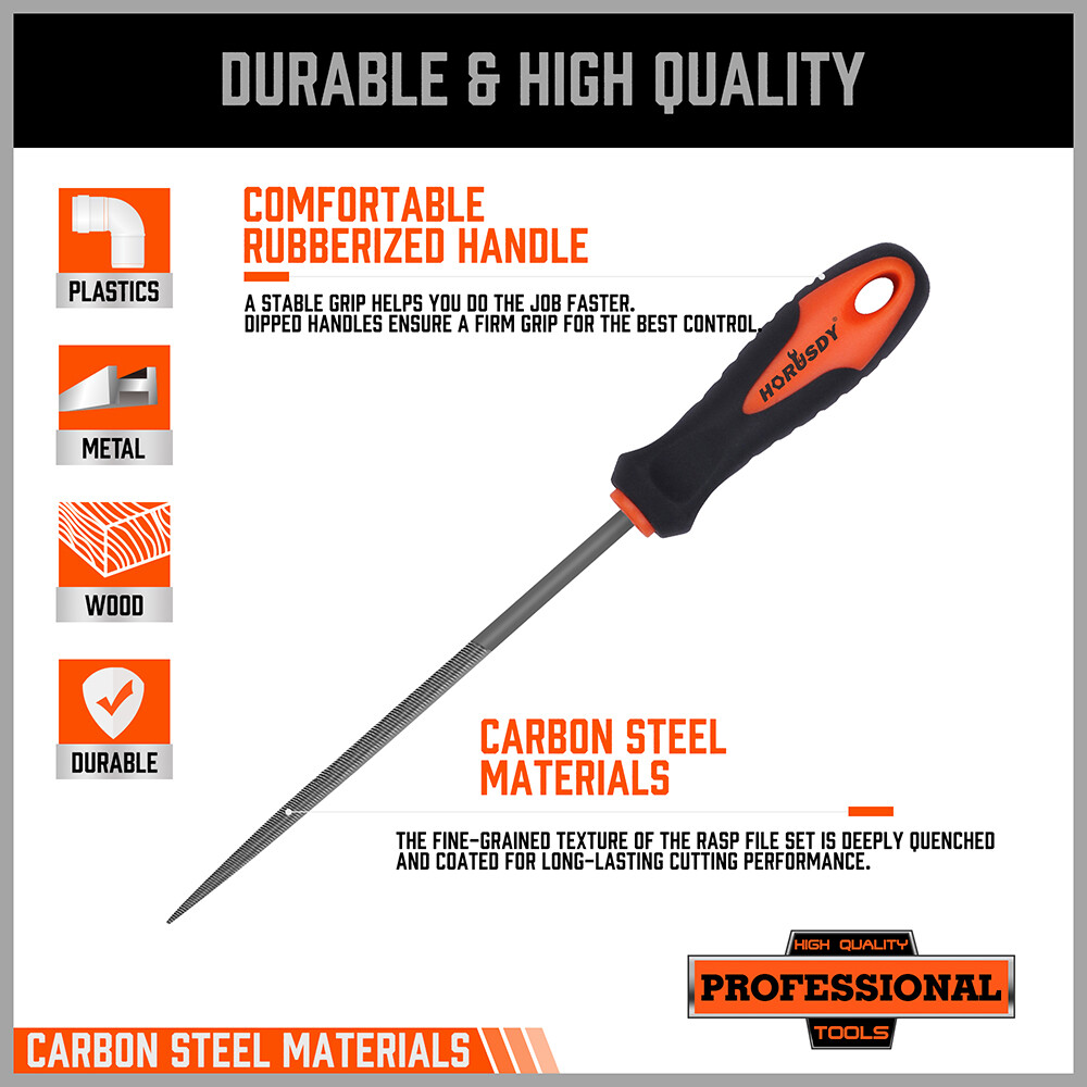 6pc Needle Files Set Flat Square Triangular Round Forged Heat-treat Steel