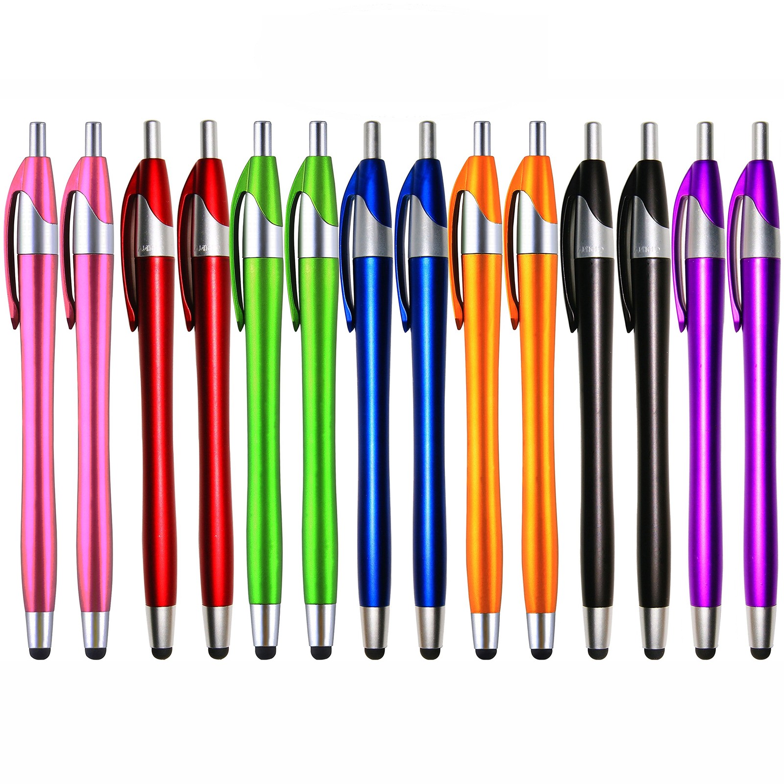 Skoloo Electronic Screen Touch Stylus,14 Pack 2 in 1 Slim Long Click Ink Styl...