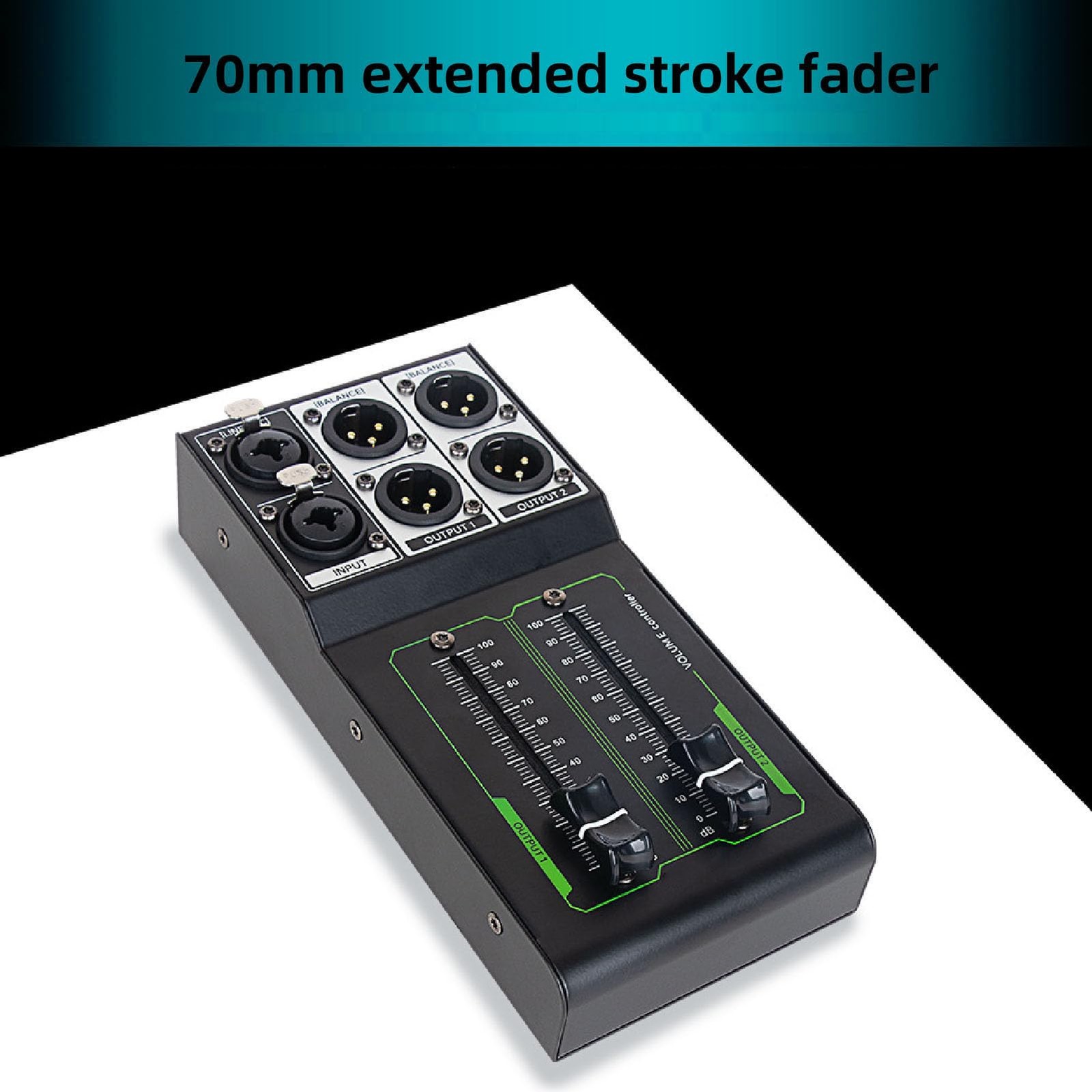 Passive Monitor Volume Controller, XLR 1 Input 2 Output Stereo black
