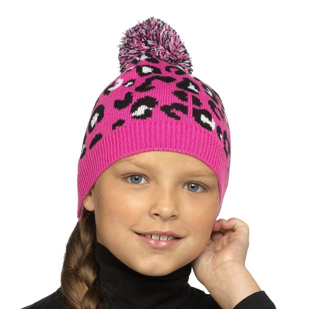 A2Z 4 Kids Girls Hats Leopard Knit Pom Beanie Soft Winter Warm Cosy hats