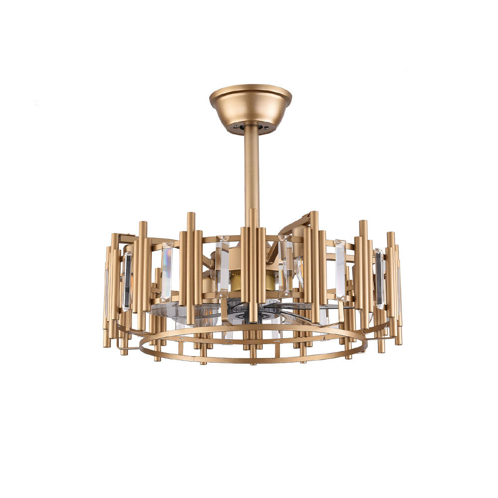 20"Ceiling Fan Light Matte Gold Chandelier Pendant Lamp Flush Mount Lamp Fixture