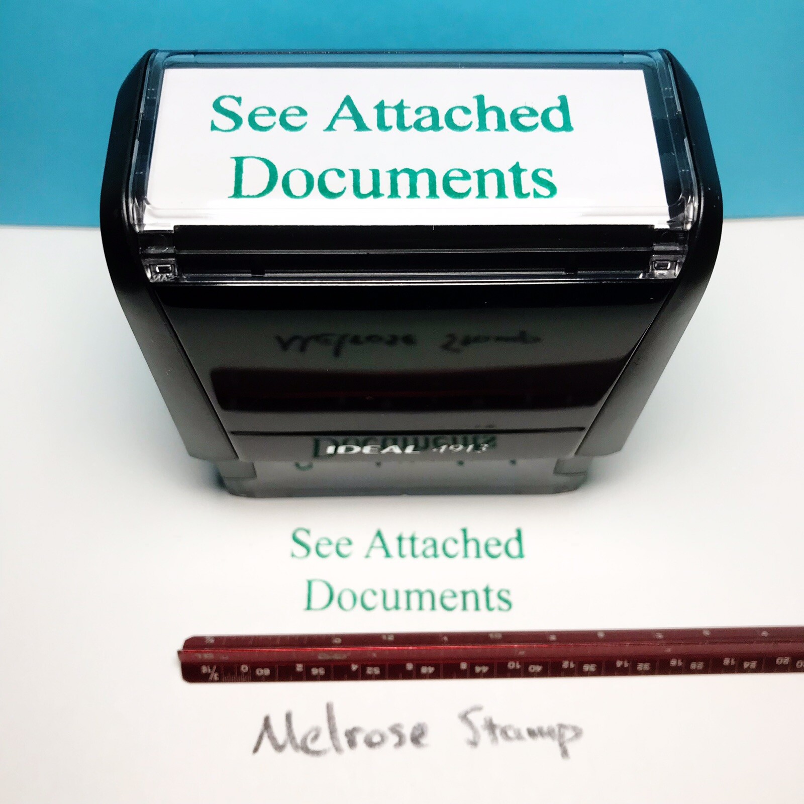 See Attached Documents Rubber Stamp Green Ink Ideal 4913