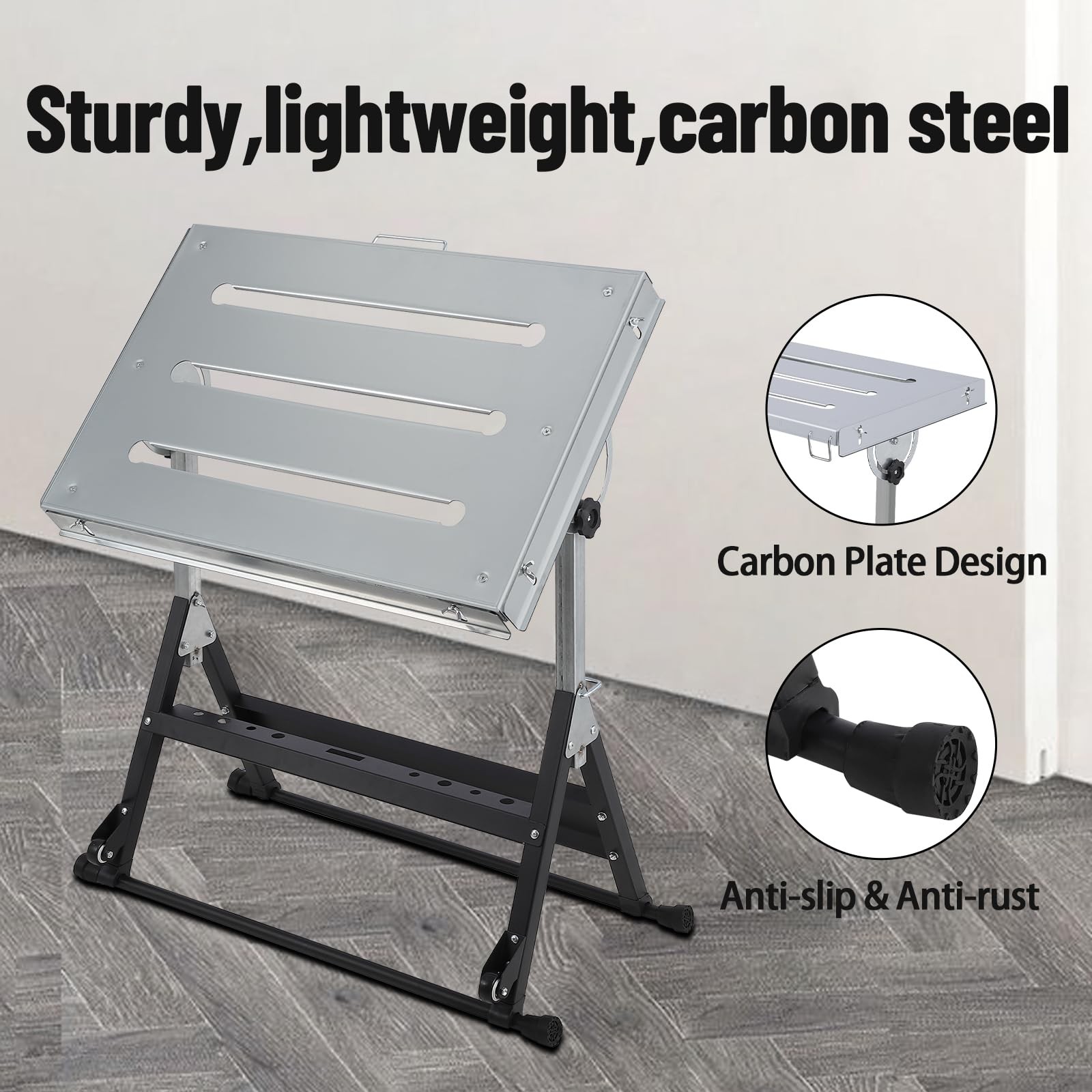 Welding Table 44"x21" 500LBS Folding Workbench Table Portable Adjustable Height