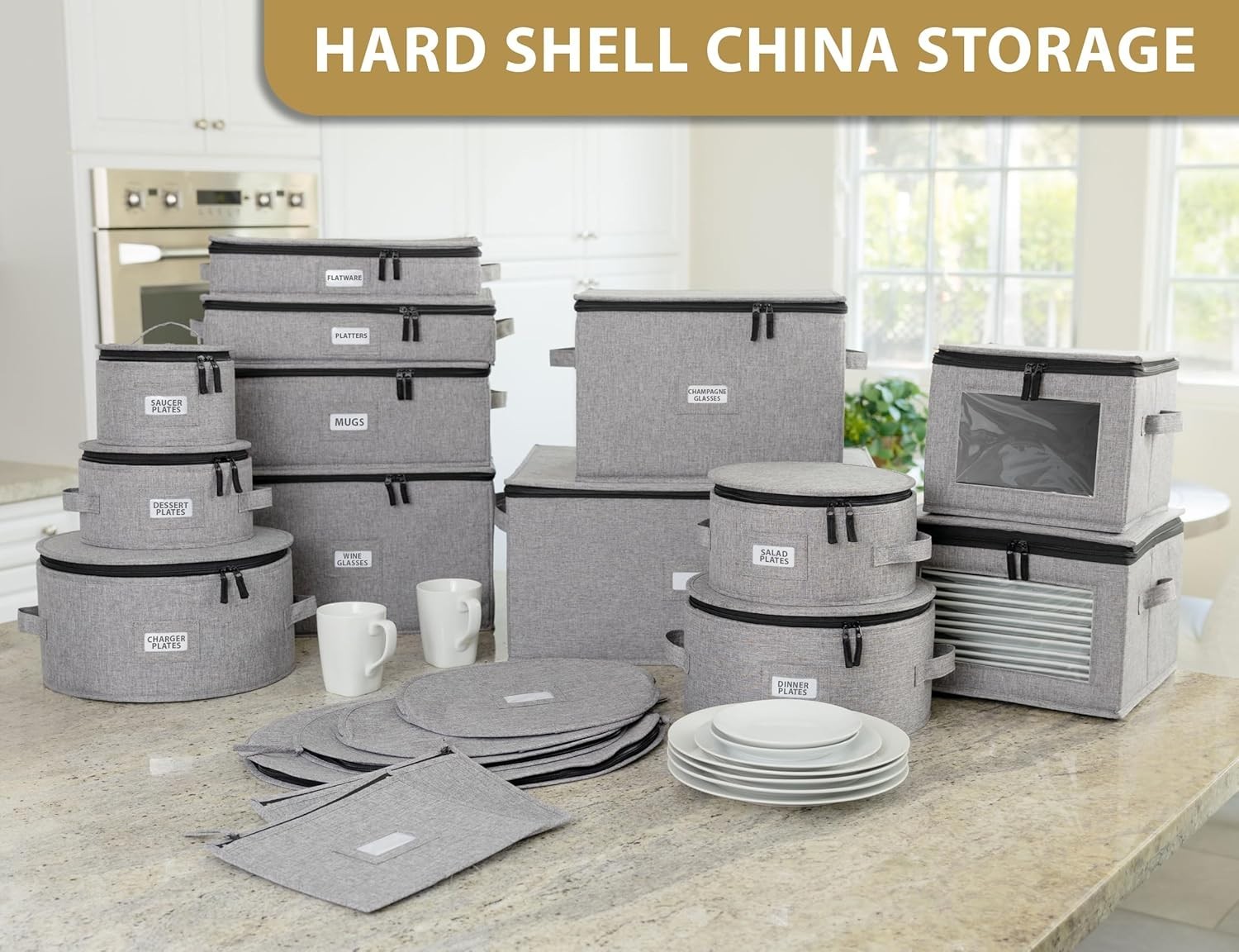 Durable Salad Plate Case - Padded, Stackable, and Water Resistant for 12 Plates
