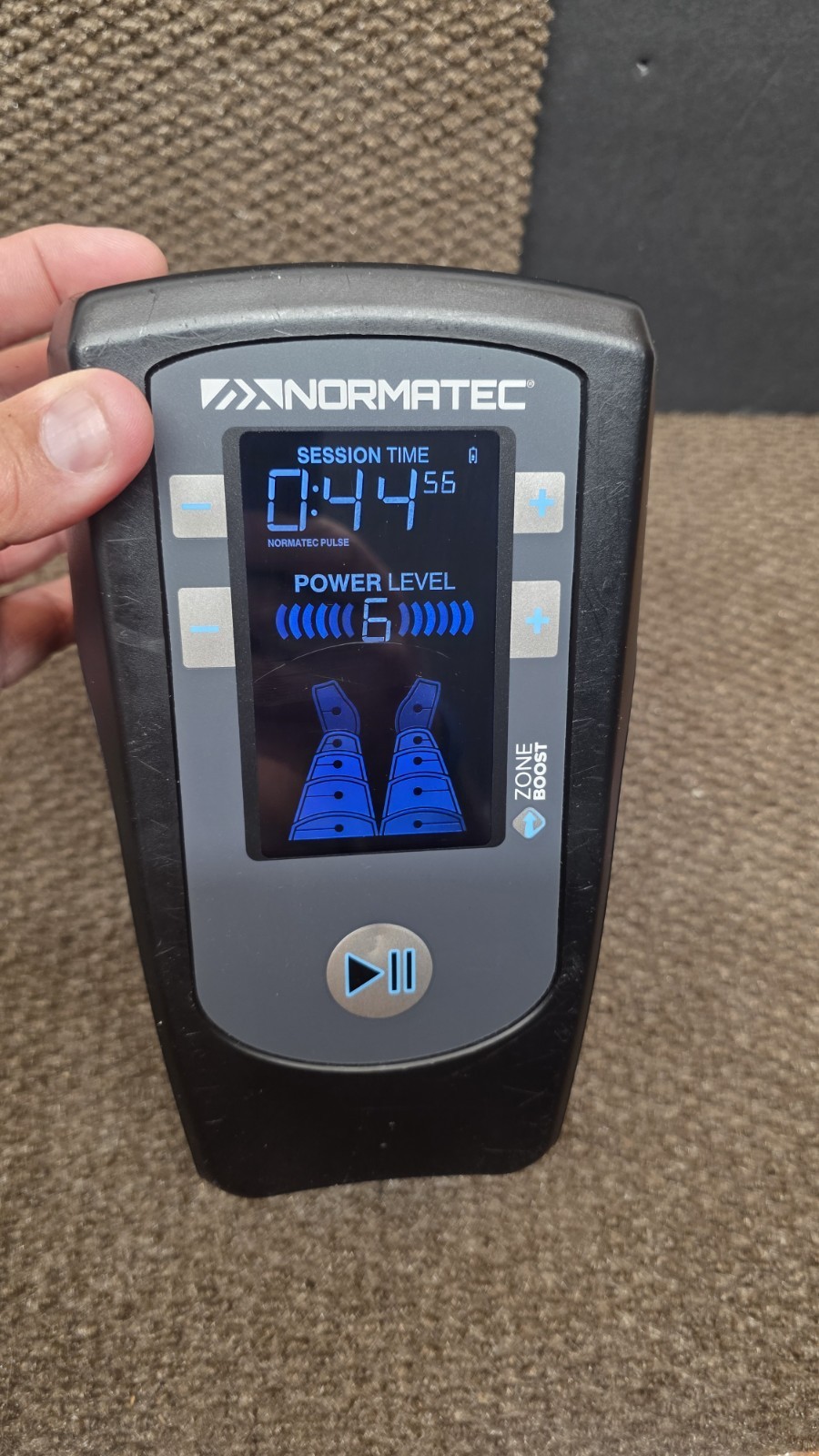 Normatec Pulse Leg Compression Recovery pump. No compression sleeves.