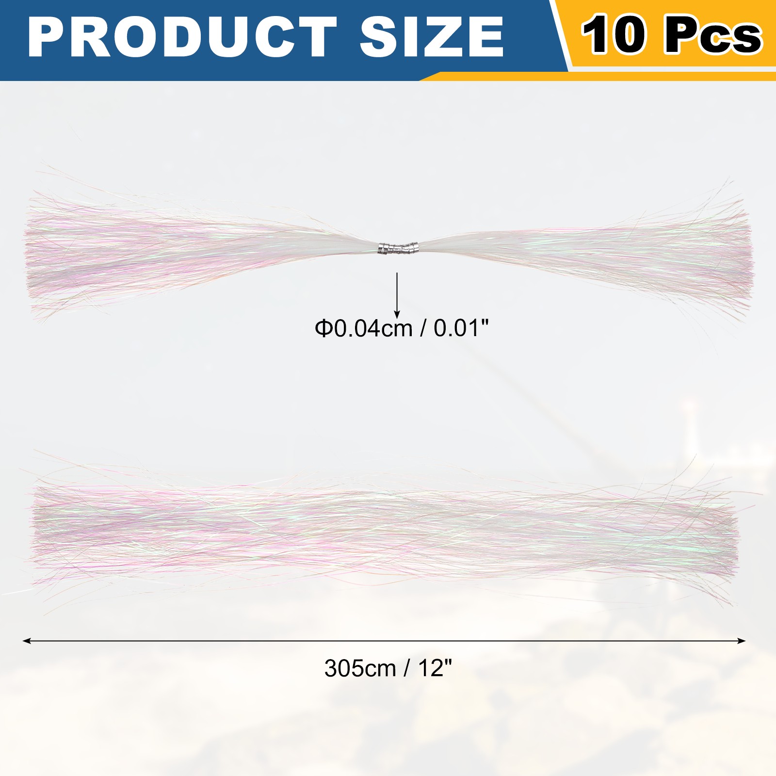Fly Tying Materials, Crystal Flash 10 Pcs & 12 Inch & Beige & PE