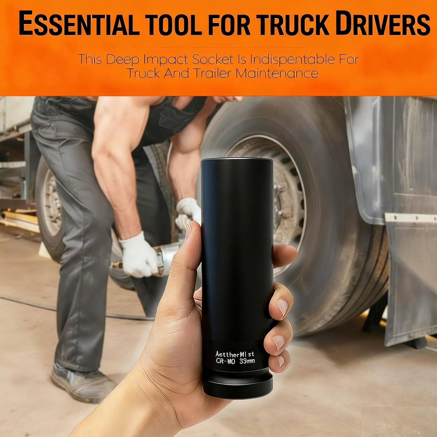 1 Inch Driver 33mm Extra Deep Impact Socket, 6.3 inch Length Deep Axle Nut So...