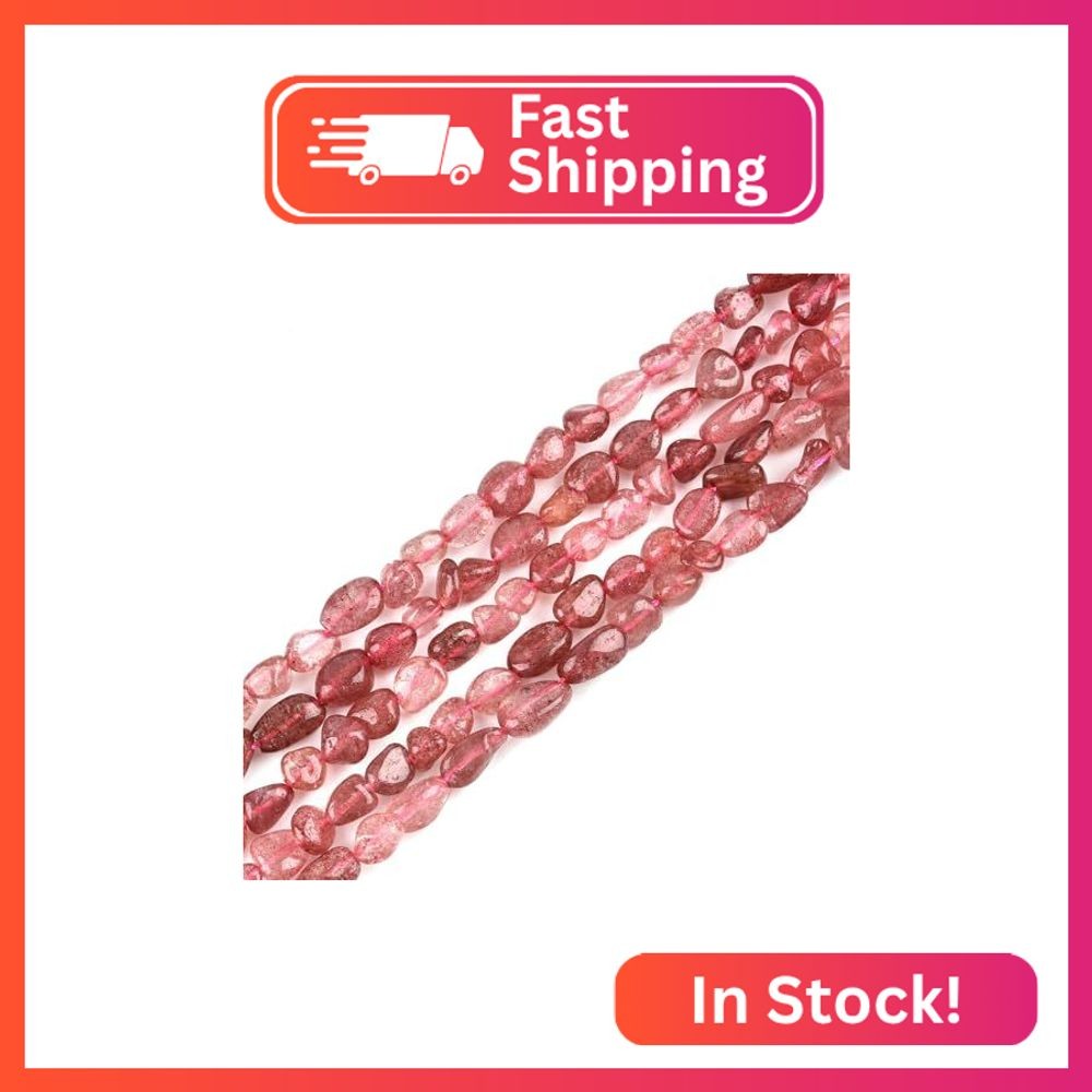 6-8mm Natural Strawberry Quartz Gem Stone Free Form Nuggets Tumbled Pebbles Spac