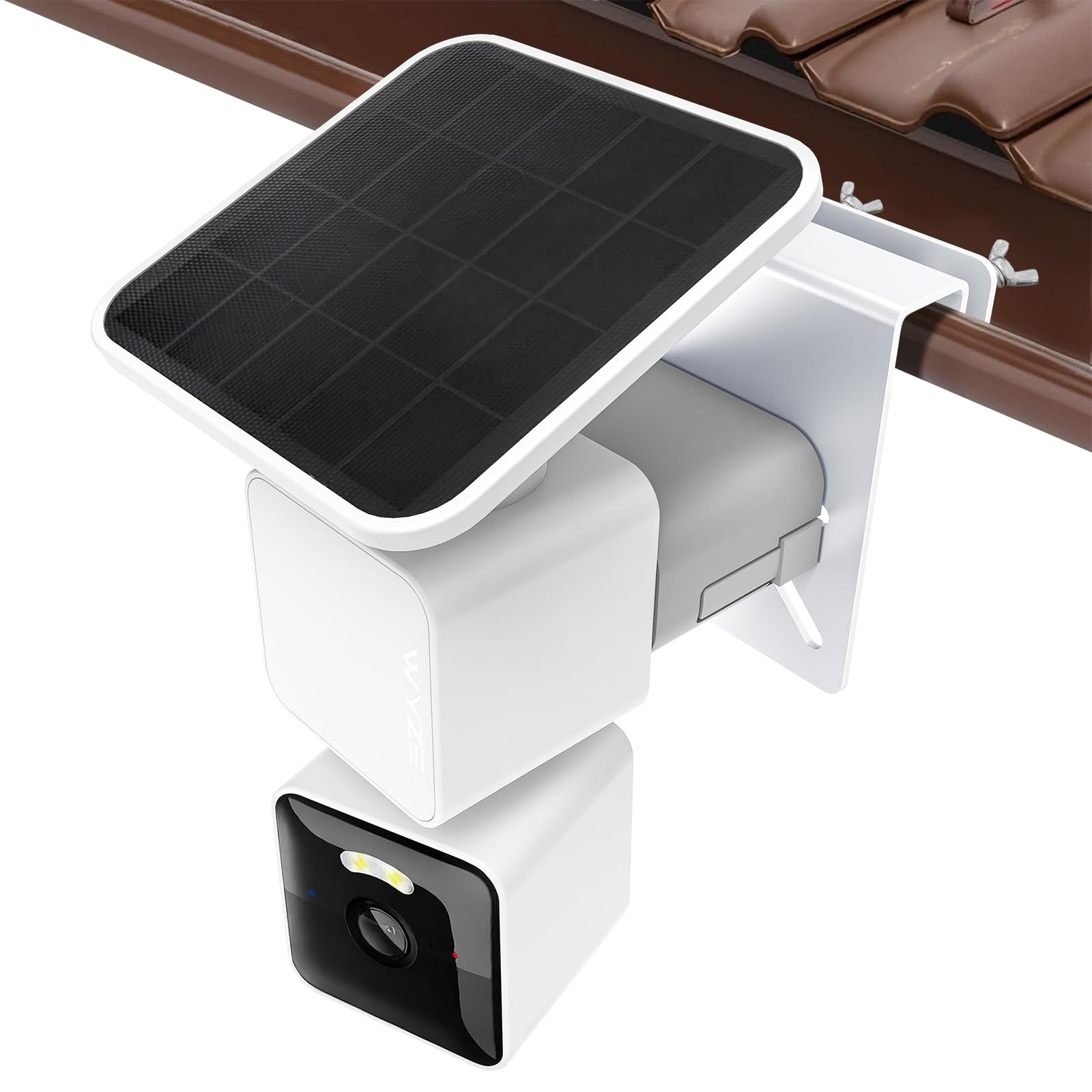 Gutter Mount Compatible with WYZE Solar Cam Pan, Rust-Proof Metal White