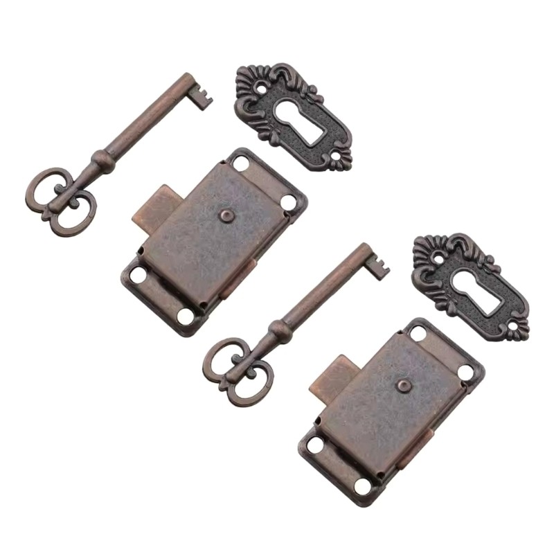 2pcs Practical Decorative Skeletons Key Lock Set for Antique Cabinets and Desks