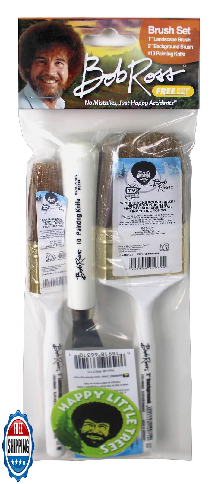 Bob Ross Brush Set No Mistakes, Just Happy Accidents™