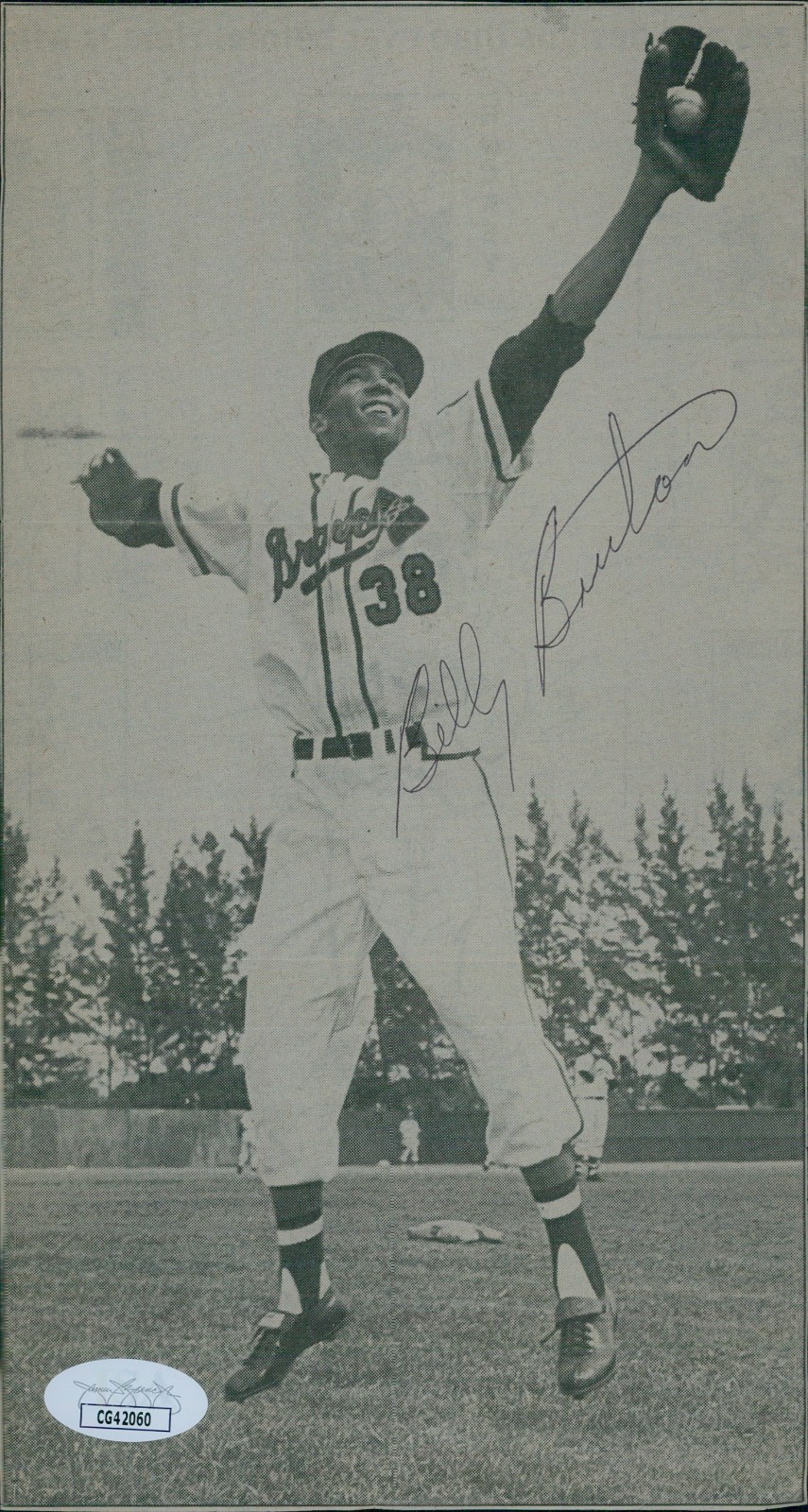 Billy Bruton Milwaukee Braves Signed 5x9 Cut Page Photo JSA Authenticated