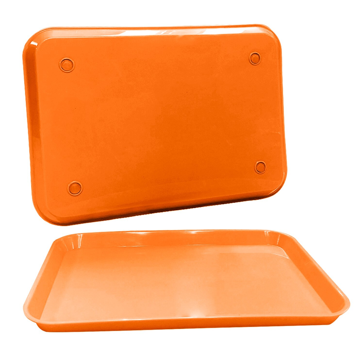2 x Orange Dental Plastic Instrument Tray, Size B Autoclavable 13.25" x 9.75"