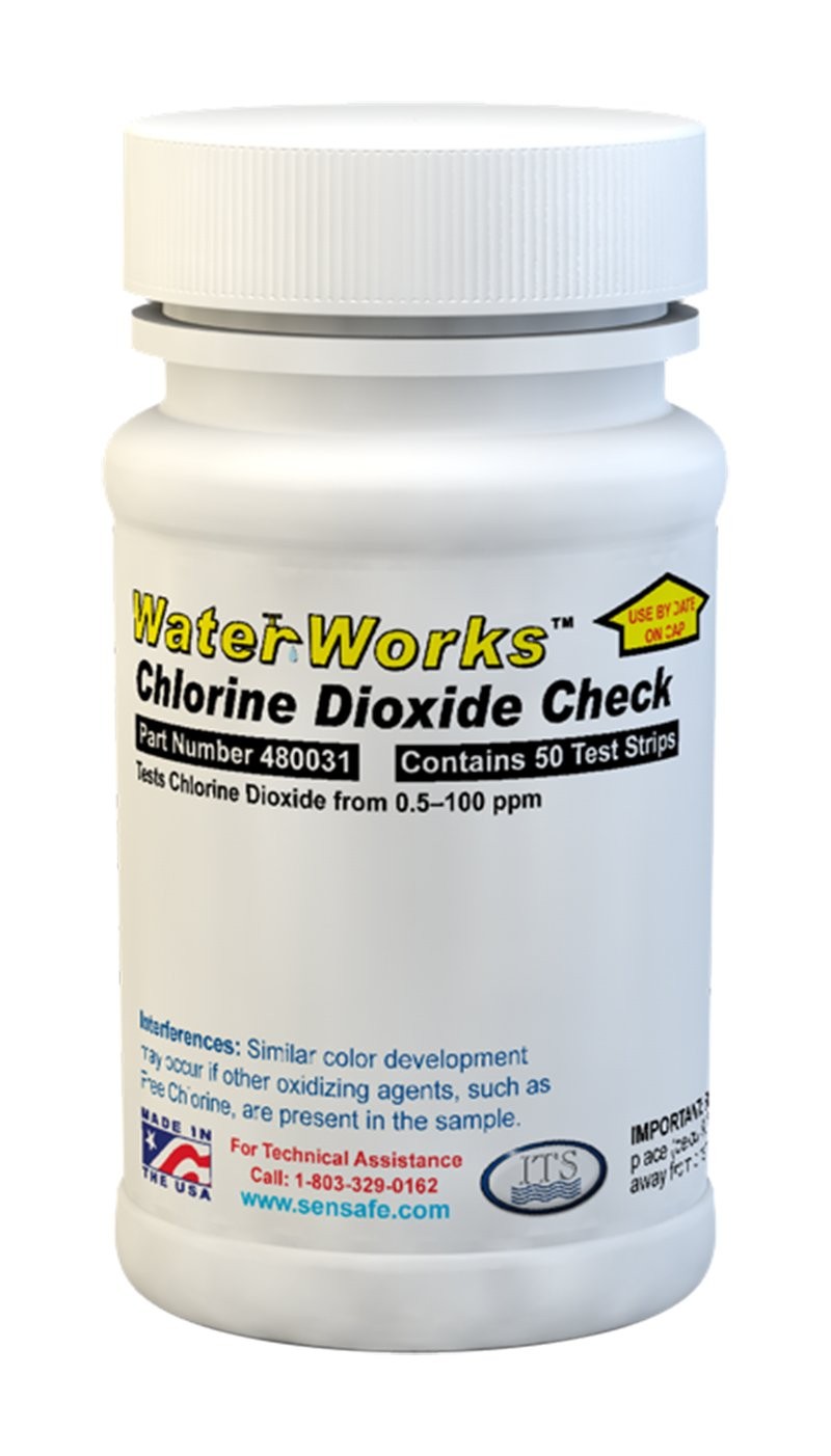 WaterWorks 480031 Chlorine Dioxide Testing Strip, 1 Minute Test Time, 0-100pp...