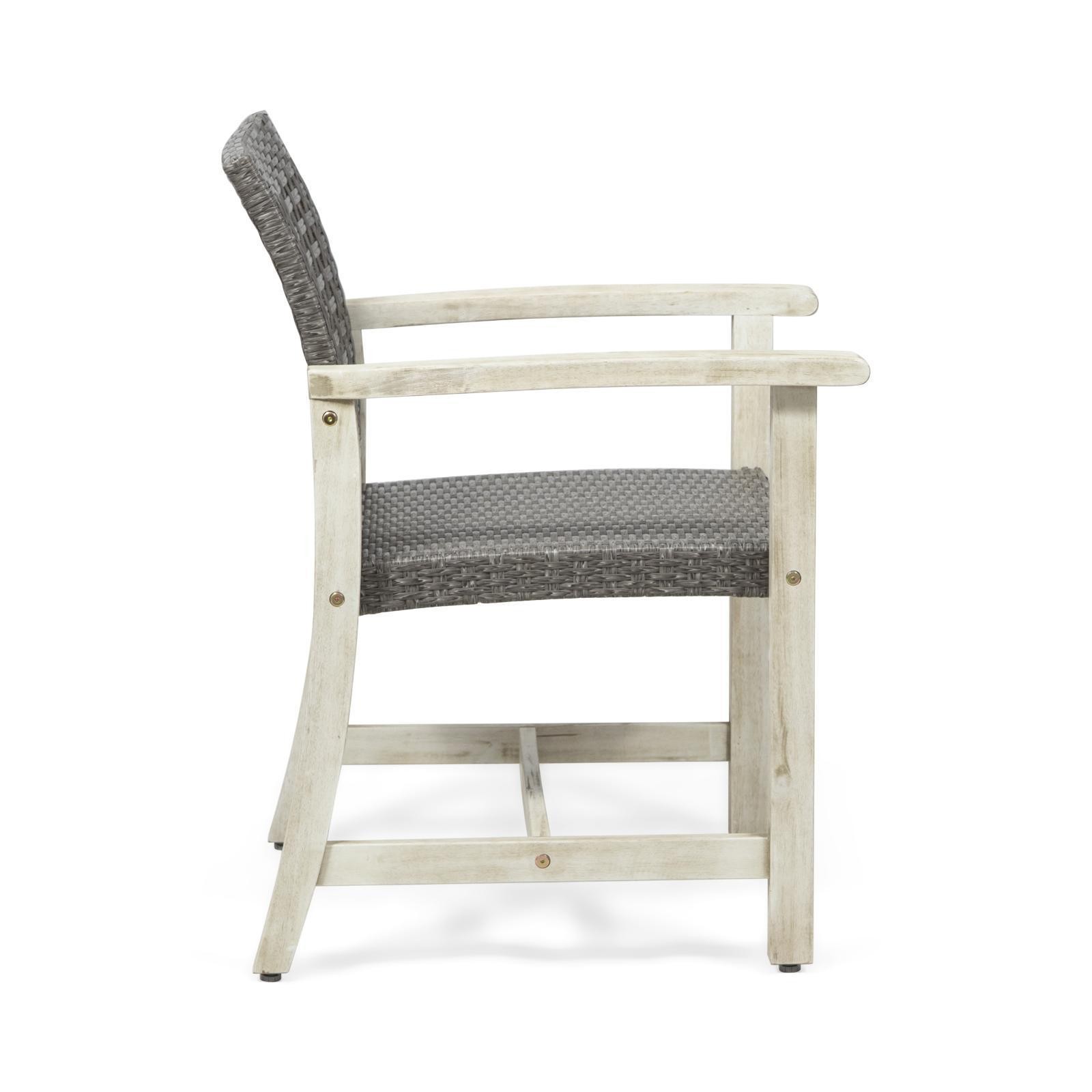 Set of 2 Dining Chairs - Acacia Wood Frame with Complementing Finish and Woven