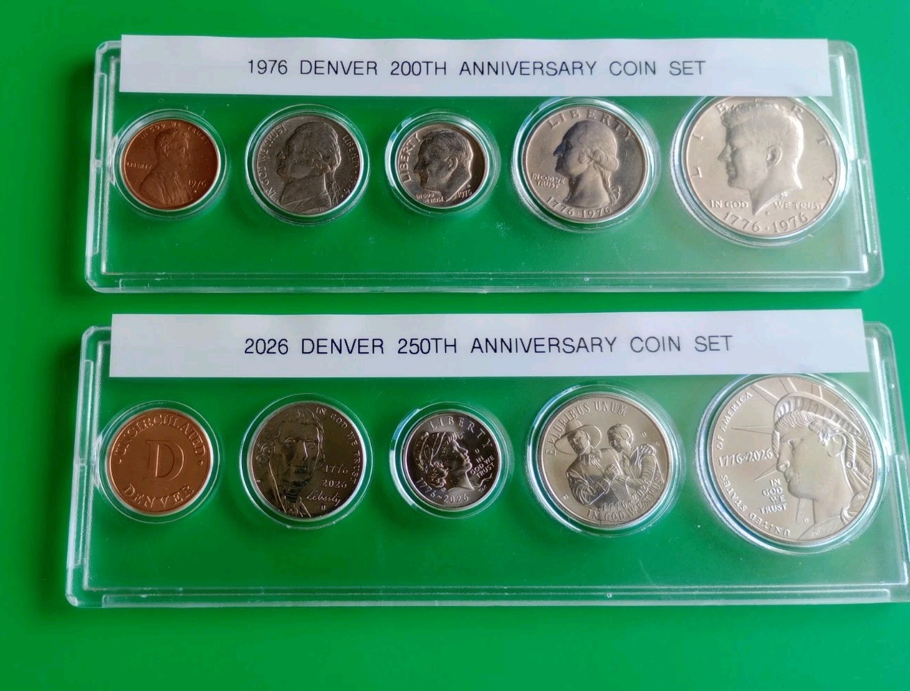 1976-2026 Denver US Coin Set 200th & 250th Anniversary of America AU/UNC