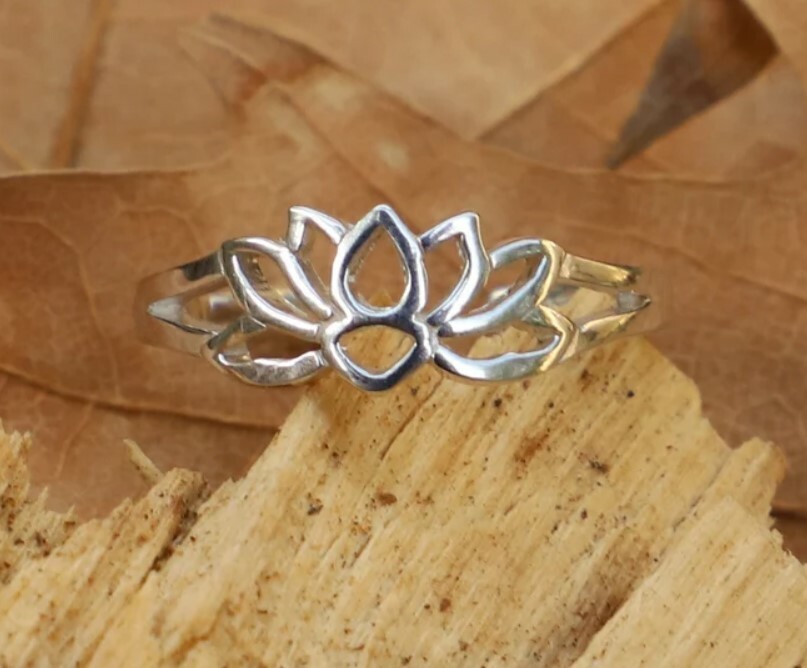 CHRISTMAS GIFT 4 WOMEN'S Solid Metal Lotus Band Adjustable Toe Ring  925Silver