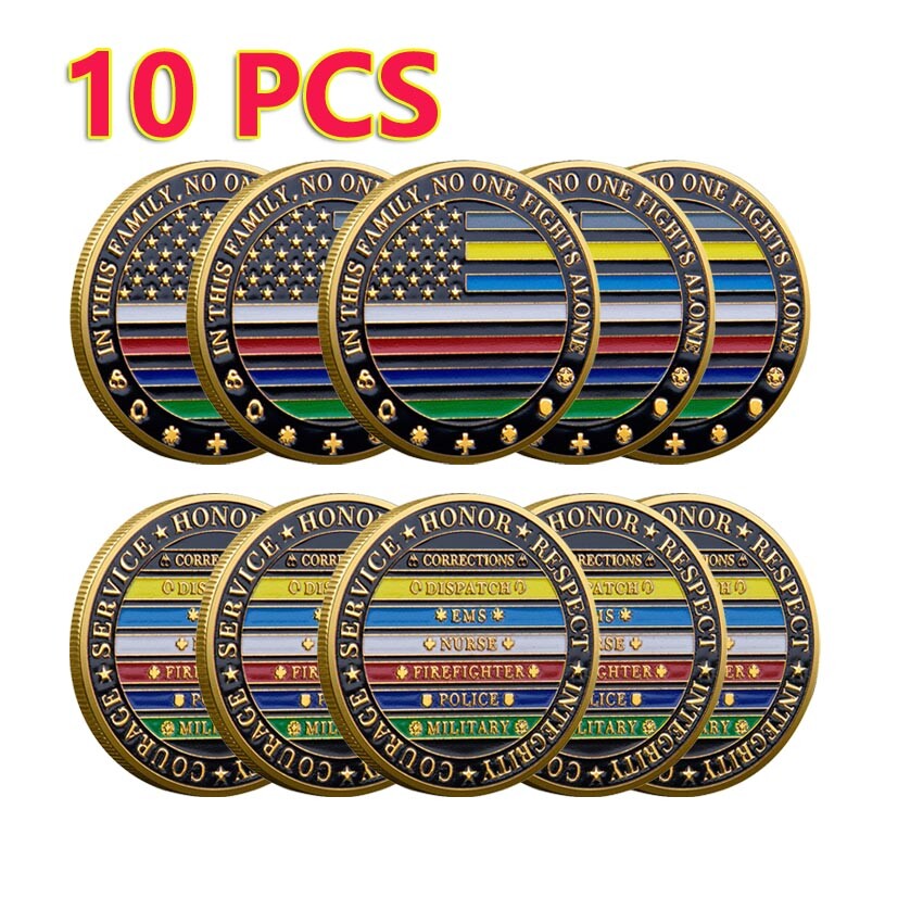 10PC Challenge Coin All Lives Matter Police/ Firefighter/ Dispatcher/ Correction