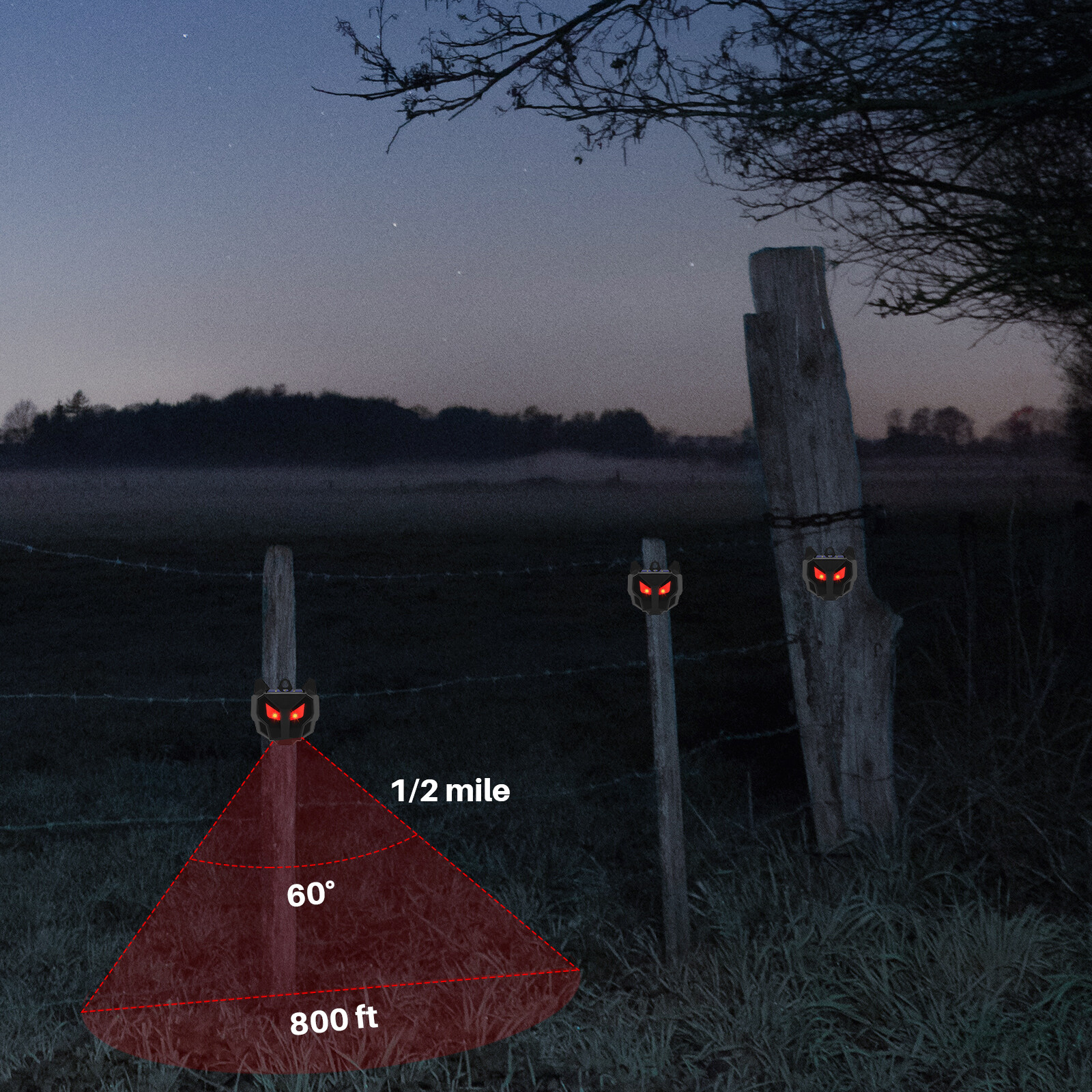 4 X Solar Powered Nocturnal Wild Animal Repeller Bionic Eyes Predator For-Yard