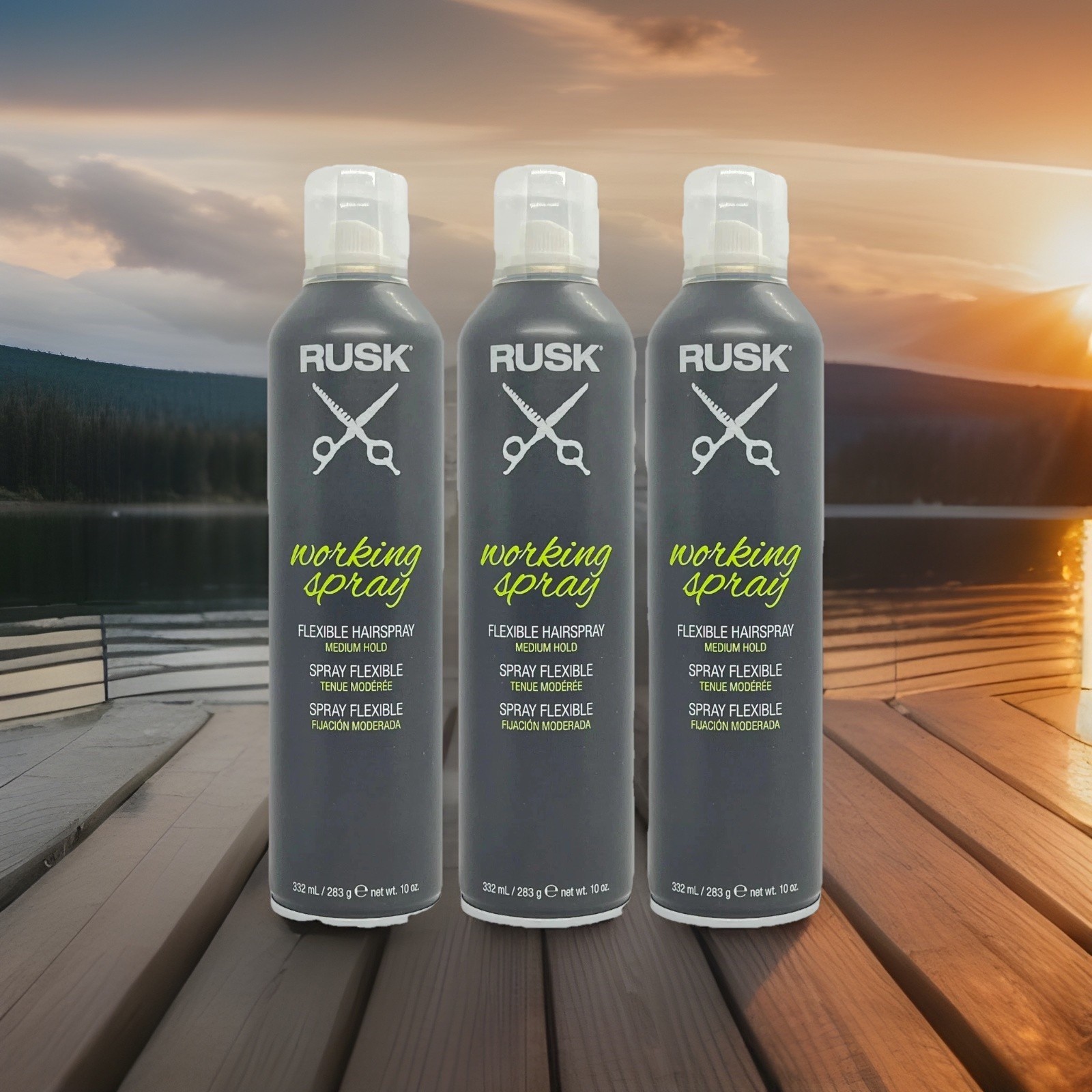 🔥 3 PACK! RUSK WORKING SPRAY FLEXIBLE MEDIUM HAIR HOLD HAIRSPRAY 10 OZ LOT SET