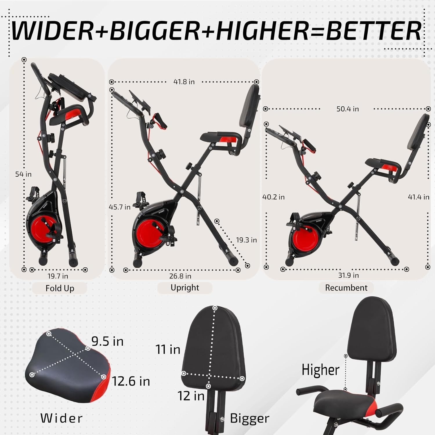 3-IN-1 Exercise Bike with Luminous Digits Display | Folding Stationary Bikes for