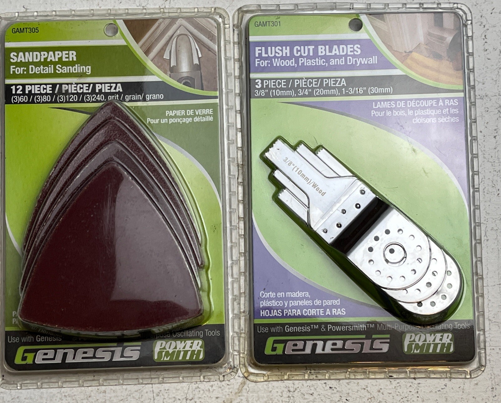 Genesis Power Smith GAMT301 Flush Cut Blades 3 Pcs , GMAT305 Sandpaper 12 Pcs