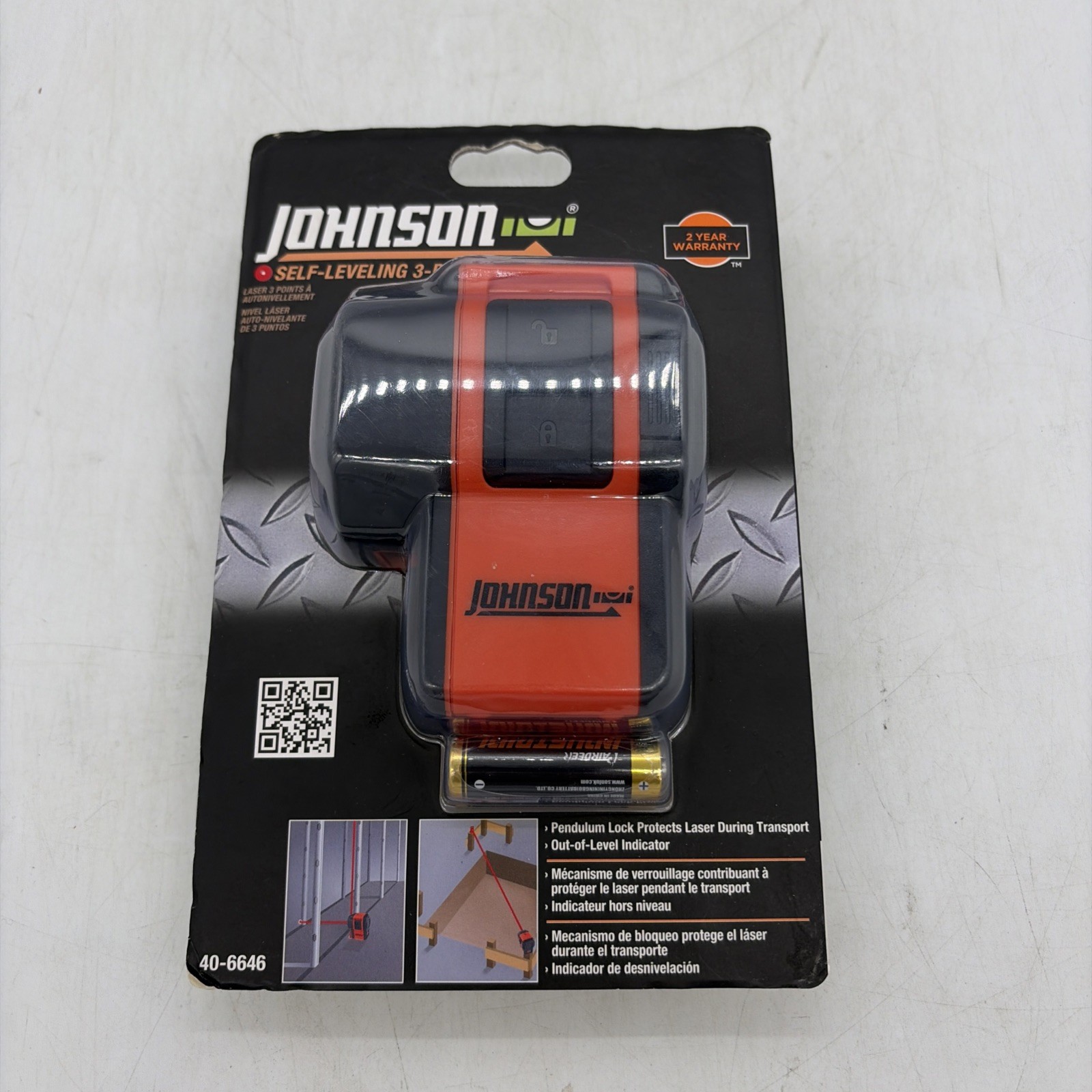 NEW Johnson Level 40-6646 Self-Leveling 3 Dot Laser