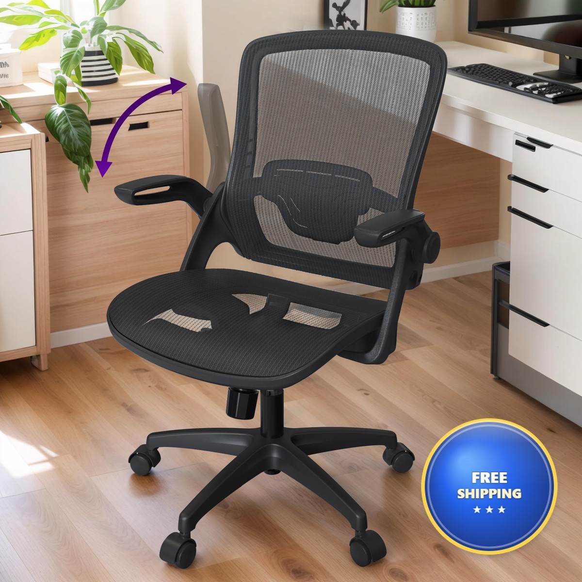 KIZECK KZ941N-4 Modern Mesh Office Desk Chair Height Adjustable Lumbar Support