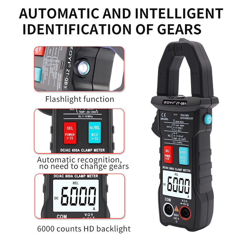 Digital Clamp Meter DC/AC Current 6000 Counts Multimeter Ammeter Voltage Tester