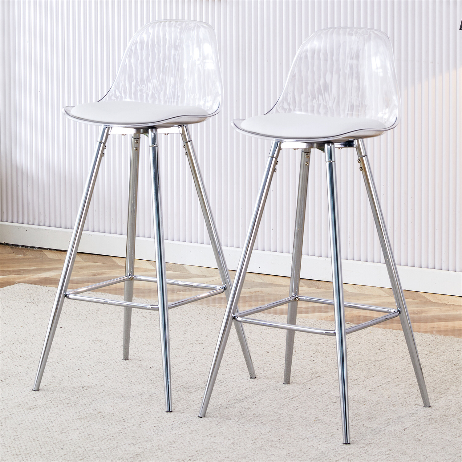 Set of 2 Bar Stools Bar Chair Kitchen Counter Height Dining Chair w/ Metal Legs