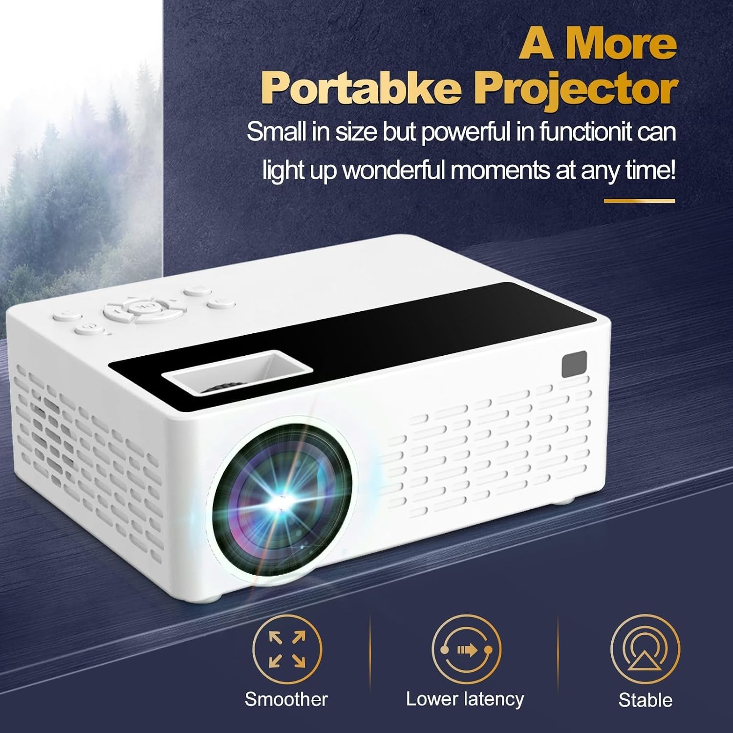 Smart support for 4K projectors,Comes with a mini stand ,Mini Projector with ...