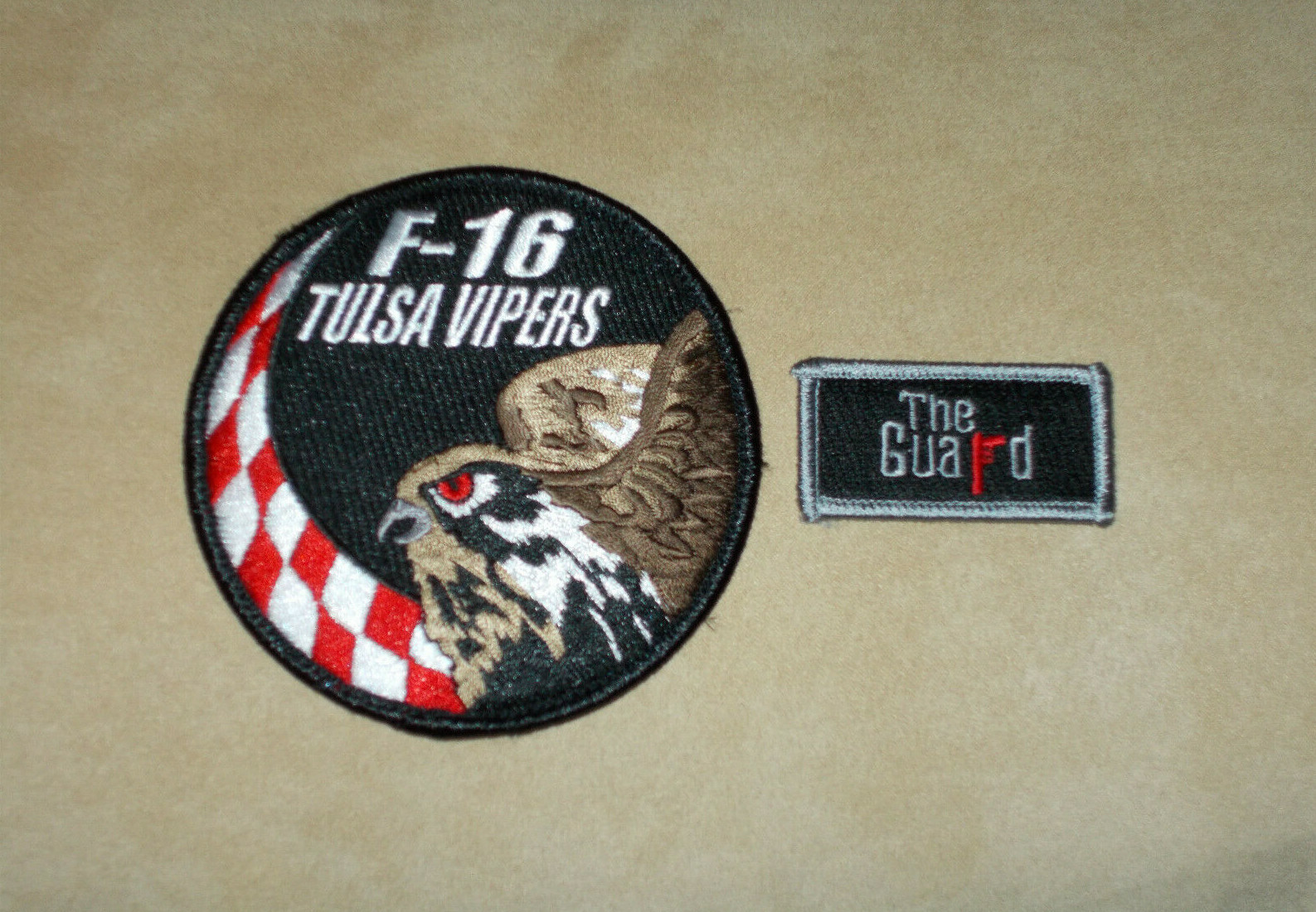 USAF AIR FORCE 125 FS OK ANG F-16 FALCON TULSA VIPERS "THE GUARD" HOOK PATCH SET