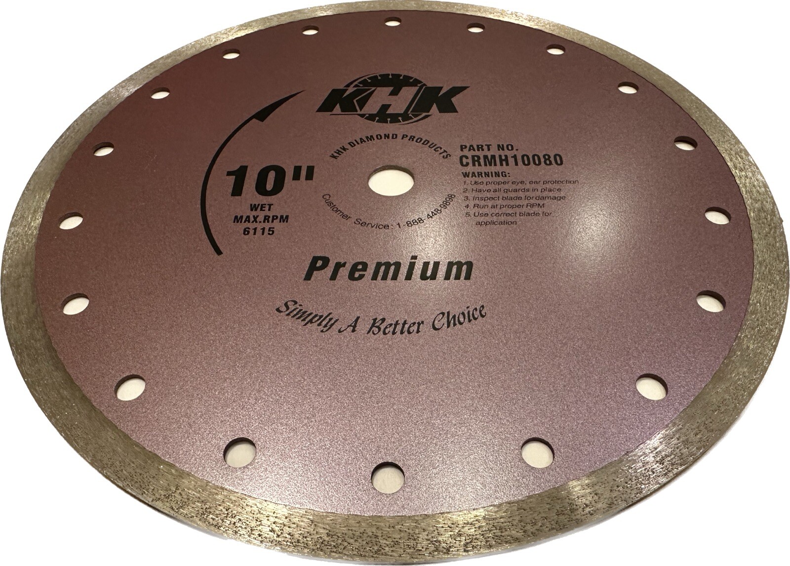 10" x .080" Premium Continuous Rim Marble Blade, Wet Cut