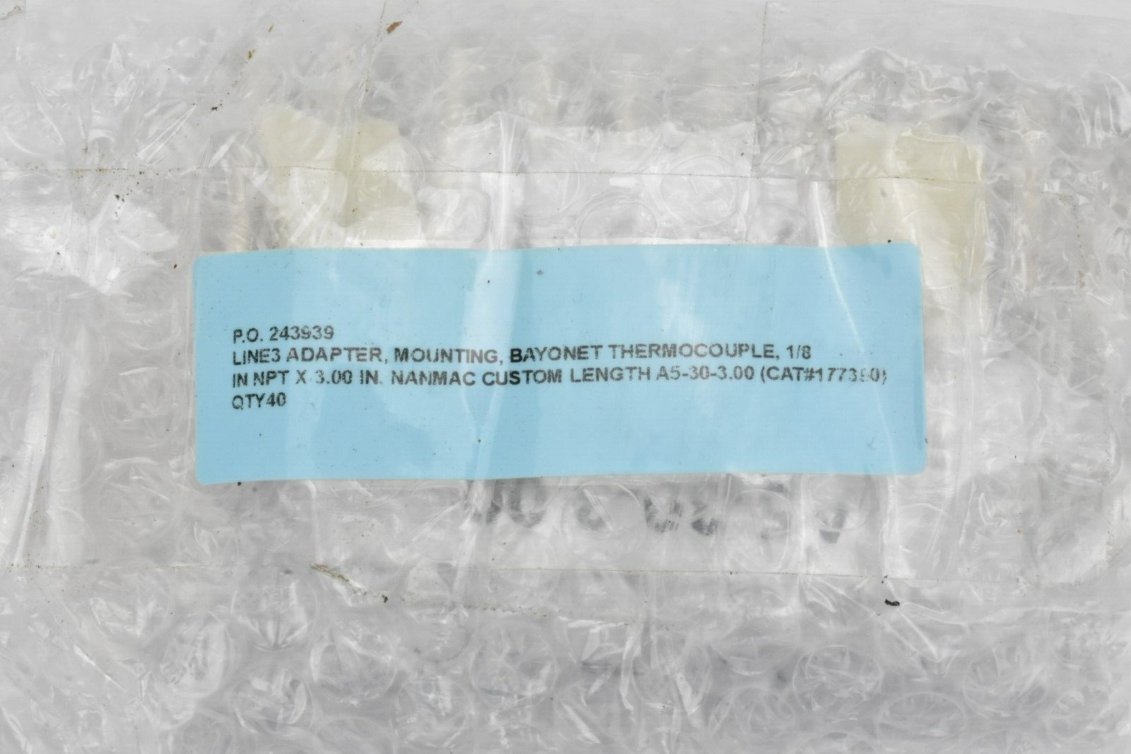 40pk - Nanmac Thermocouple Bayonet Style Adapter 1/8" x 3"; A5-30-3.0