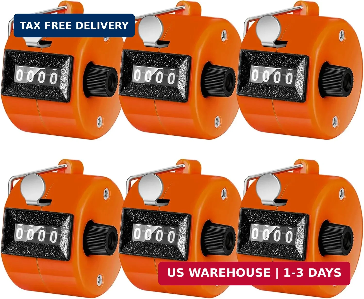 6 Pack Hand Tally Counter 4 Digit Mechanical Palm Clicker Plastic Hand He