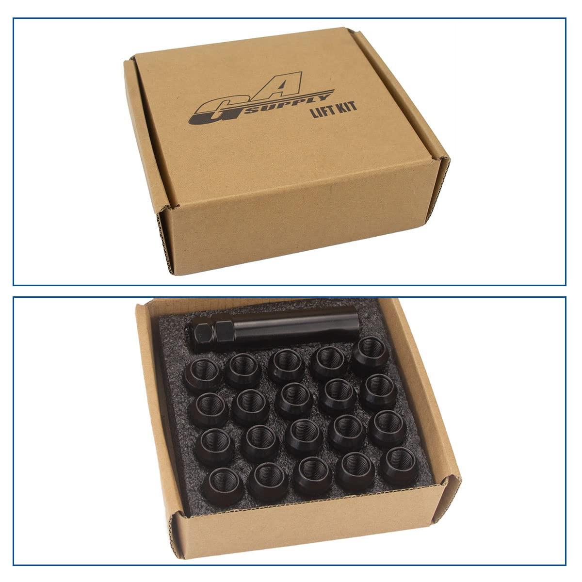 1/2-20 Lug Nuts Black, 1/2 X 20 Closed End 6 Spline Tuner Lug Nuts 1.38" 35Mm Ta